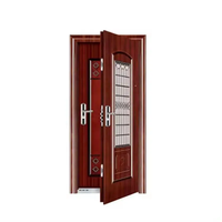 Porte d'entrée en acier de luxe au design moderne, porte d'entrée principale en acier avec bande décorative, en vente