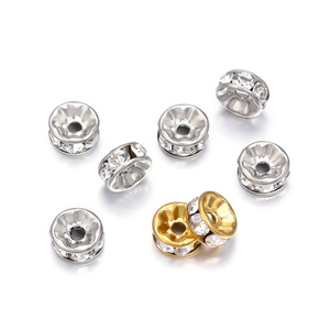 Anillo de acero inoxidable con diamantes de imitación de 8 mm, cuentas espaciadoras de circonia cúbica para accesorios de fabricación de joyas DIY, forma redonda de llanta de rueda - Product Image 5