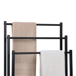 Nouveau design, vente en gros, support de serviettes de salle de bain OEM à 3 niveaux en métal noir avec revêtement en poudre, séchoir à serviettes - Product Image 4