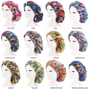 Nouveau design, grand bonnet réglable à double couche doublé de satin, en tissu Ankara, pour le sommeil, les voyages et la plage - Product Image 5