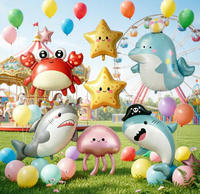 Ballons en aluminium animaux marins personnalisables DIY, auto-gonflables, en forme de dessins animés pour l'organisation d'activités de la Journée des enfants
