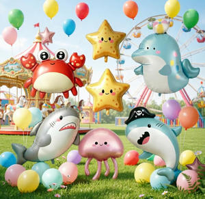 Ballons en aluminium animaux marins personnalisables <span class=keywords><strong>DIY</strong></span>, auto-gonflables, en forme de dessins animés pour l'organisation d'activités de la Journée des enfants - Product Image 6