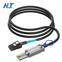 Kabel Mini SAS SFF-8088 ke SFF-8087 6Gbps 26Pin ke 36Pin, Kabel Nylon PVC dengan Pull-Tab Latch untuk Server RAID HBA Storage Controller