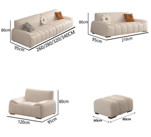 Último diseño barato moderno pequeño salón crema estilo recto cuero genuino Color crema diseño elegante sofá francés - Product Image 5