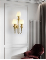 Applique murale américaine de luxe en laiton massif, style rétro français, applique murale européenne minimaliste à LED pour chambre