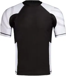 High Quality Custom Logo Printed Men's Short Sleeve Upf50+ Quick Dry Compression Gym Fitness Shirts Bjj Mma Rash Guard