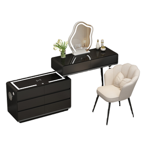 Coiffeuse intelligente OEM ODM coiffeuse noire intelligente en bois massif avec chargement <span class=keywords><strong>sans</strong></span> <span class=keywords><strong>fil</strong></span> coiffeuse avec miroir <span class=keywords><strong>LED</strong></span> - Product Image 2