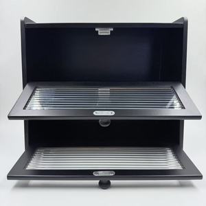 Bamboo Double Layer Bread Box Flip Top Storage Rack For Home <b>Kitchen</b> Bakery Use - Product Image 2