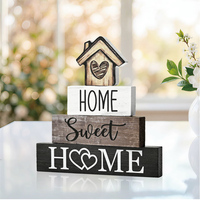 Panneau en bois rustique écologique fait main en forme de maison avec logo personnalisé pour étagères et manteaux de cheminée