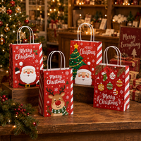 Sac de shopping en papier kraft imprimé avec logo personnalisé, sac en papier kraft de Noël avec poignée personnalisable pour emballage cadeau de fêtes
