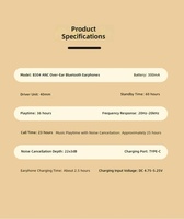 Casque sans fil B304 personnalisé en usine avec chipset JL, adapté au jeu et aux voyages, casque à réduction de bruit ANC