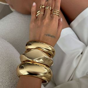 Unisex Women's Vintage Punk Style Alloy Gold Plated Geometric Hip Hop <b>Bangles</b> Bracelets Jewelry Fashion Wedding - Product Image 5