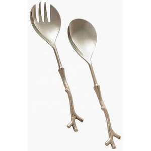 Mango de diseño de forro vertical Juego de servicio de ensalada seguro para alimentos de metal de acero inoxidable Cubiertos de plata - Product Image 4