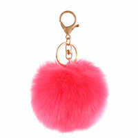 Porte-clés pompon en forme de cœur, accessoire tendance pour clés, couleur rose doux, fourrure de lapin, renard, peluche, 1 pièce, cadeau de Promotion