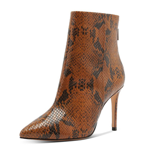 Stylish Stiletto High Heel Short Boots Snake Print <strong>Ankle</strong> <strong>Booties</strong> for Women - Product Image 1