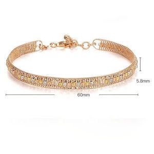 Xinfly Brazalete de Oro Puro de 18K con Cable Trenzado, 5.8mm, Hueco, Delgado, con Cuentas Láser, Antideslustre, Tres Colores, Última Colección, Regalos para Fiestas y Bodas - Product Image 1