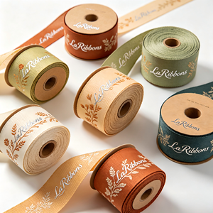 Rustic Autumn Botanical Floral Print Grosgrain <b>Ribbon</b> Roll Multi Vintage Tone Decorative <b>Ribbon</b> for DIY Gift Wrapping - Product Image 5