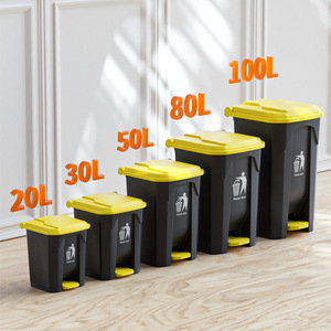Foot Operated Trash Can With Lid <b>20L</b> 30L 50L 80L 100L Pedal <b>Bin</b> For Kitchen Home Outdoor Use - Product Image 1
