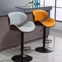 Tabourets de bar hauts réglables modernes de qualité supérieure avec dossier incurvé, assise en cuir synthétique et structure en acier pour salle à manger et salon