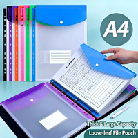 Porte-documents A4 personnalisé à 11 trous en PVC avec pochette à bouton pour documents, pochettes perforées, classeur, protège-feuilles