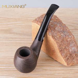 Muxiang Wooden Tobacco Pipe Bent Type Hand Carved Ebony Apple Shape Smoking Pipe For Personal Gift - Product Image 2
