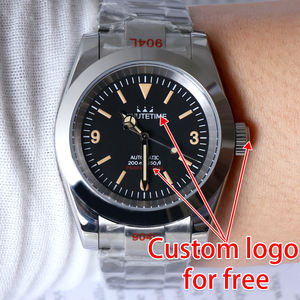 Montre mécanique pour homme MINUTETIME avec logo personnalisé, vintage, 369, mouvement NH35, cristal saphir, luminescent, étanche, bracelet en acier - Product Image 2