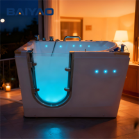 Baignoire de Luxe Monoplace avec Douche Intégrée, Jacuzzi en Acrylique, Massage, Écologique, Facile à Installer pour Personnes Âgées et Bébés (Utilisation Spa)