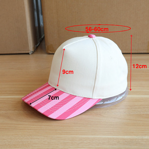 <span class=keywords><strong>Gorra</strong></span> de Béisbol Personalizada con Estampado de Vacas Rosas con Puntos y Rayas, de Dos Tonos, con Cierre a Presión, 100% Algodón, de 5 Paneles, para Mujer - Product Image 2