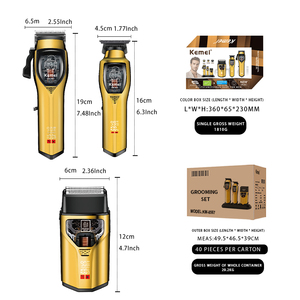เครื่องตัดผมไร้สาย Kemei KM-8567 ความเร็วสูง 9000 รอบต่อนาที สำหรับมืออาชีพ ปรับระดับได้ แบตเตอรี่ 2000mAh ใบมีด DLC 3in1 ชุดโกนหนวดสำหรับผู้ชาย พร้อมแท่นชาร์จ - Product Image 2