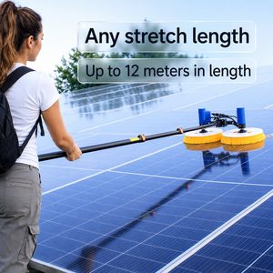 Machine de nettoyage de panneaux solaires 70 cm, <span class=keywords><strong>brosse</strong></span> rotative double, moteur sans balais 24 V 150 W, équipement de nettoyage télescopique pour centrales solaires - Product Image 2