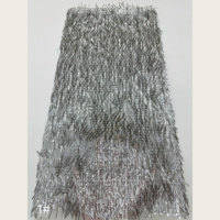 Tissu en dentelle de tulle G3100 transparent brodé de sequins et de perles lourds avec franges tubulaires, 5 couleurs, pour costumes de scène, robes de soirée, mariages