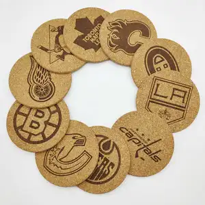 1 नई कस्टम काग Coasters दौर चौकोर आकार डिजाइन बियर धारक लेजर खोदना प्रिंट लोगो के साथ शराब काग काग कोस्टर कोस्टर
