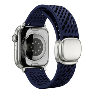 สายรัดข้อมือซิลิโคนแบบเจาะรูสองสี OEM พร้อมหัวเข็มขัดแม่เหล็ก ใช้งานร่วมกับ Apple Watch 11 10 9 8 7 - Product Image 3