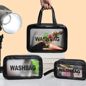 Wanli Biểu Tượng Tùy Chỉnh Phụ Nữ Không Thấm Nước Màu Đen Màu Hồng Trắng Mờ Dây Kéo Vệ Sinh Cá Nhân Nhỏ Du Lịch Rửa Đồ Vệ Sinh Rõ Ràng PVC Túi Mỹ Phẩm - Product Image 5