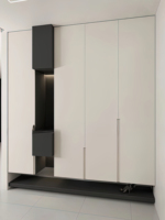 Meuble d'entrée sur mesure, étagère à chaussures, panneau modulaire, mobilier en bois stratifié, design traditionnel pour salon, pour toute la maison