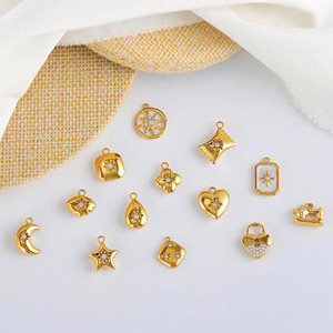 Pendentif en acier inoxydable plaqué or 18 carats de haute qualité, sans ternissement, micro-pavé de zircon, breloques <span class=keywords><strong>pour</strong></span> la fabrication de bijoux DIY <span class=keywords><strong>pour</strong></span> <span class=keywords><strong>collier</strong></span> et bracelet - Product Image 1
