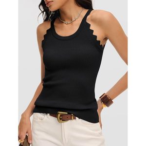 FOXA Women's Ribbed Cami Tank Top Sleeveless <b>Spaghetti</b> <b>Strap</b> Knitted Top Breathable Summer Beach Wear - Product Image 3