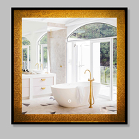 Miroir de salle de bain moderne de luxe à intensité variable, orange, avec capteur tactile, anti-buée, éclairé par LED