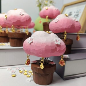 Ornement d'arbre en bois fait main en forme de cerisier, pièce unique, pot décoratif, cadeau de la Saint-Valentin - Product Image 1