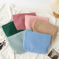 Pochette de maquillage en velours côtelé couleur bonbon, fermeture éclair, trousse de toilette de voyage, organiseur de maquillage, accessoires