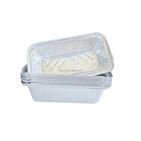 Conteneur alimentaire jetable en aluminium de 1 lb (670 ml) avec couvercle, forme rectangulaire, moule à pain en aluminium avec couvercle en carton