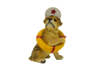 Artisanat en résine d'un petit chien mignon joueur de tennis pirate et sauveteur dans un style créatif