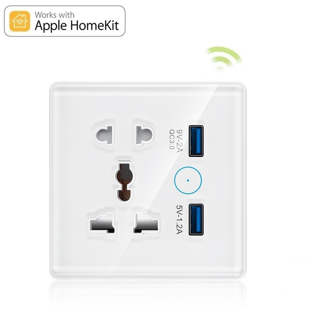 Matter Smart Single Universal Wall Socket Zigbee/WiFi Compatible Apple Homekit Tuya APP Siri Voice Remote Control