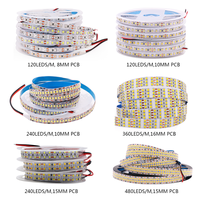 5M Strip LED 12V 24V lampu LED tahan air dekorasi kamar SMD2835 120 240 480LED/m pita fleksibel lampu kabinet Diode lampu malam