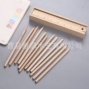 Estuche de madera para lápices con regla y lápices para escuelas y oficinas - Product Image 1
