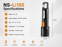 Linterna LED USB Recargable Portátil de ABS con Enchufe Tipo-C, Enfoque Ajustable, Alto CRI 80, 1000 Lúmenes, Uso de Emergencia, Llavero, 4 Horas de Duración