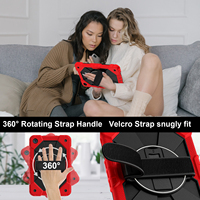 Étui robuste anti-chute WESOROL pour Samsung Tab A11 Plus/A9 Plus 11 pouces avec support rotatif à 360°, dragonne et bandoulière, rouge et noir