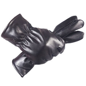 Fulishu Men's Winter <b>Warm</b> Touchscreen <b>Gloves</b> Pu Leather Black Outdoor Cycling Motorcycle <b>Gloves</b> - Product Image 4