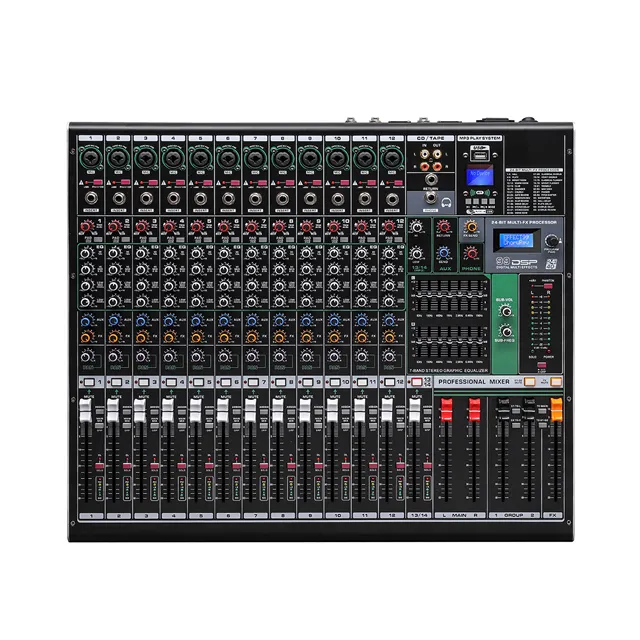 Professional Multifunctional Usb Sound 12 Ways Audio Mixer New Model Analog Audio Mixing Console