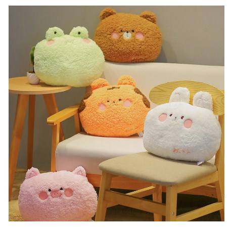 35cm Kawaii Animal Teddy Bear Rabbit Frog Tiger Pig Plush Toys Cartoon  Stuffed Soft Pillow Back Sofa Cushion for Girls Kids